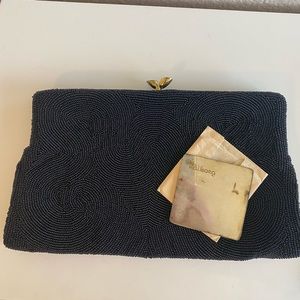 Vintage black beaded clutch purse